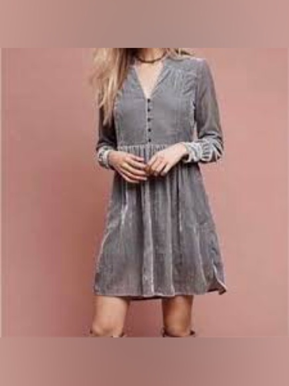 HOLDING HORSES - ANTHROPOLOGIE velvet oversized dress